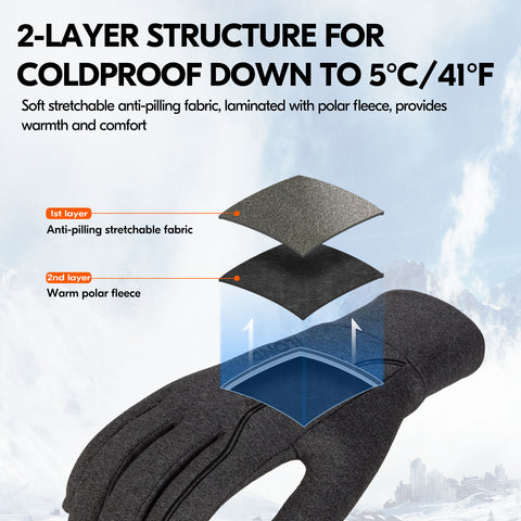 ILOND 1Pair 5℃/41°F or Above Winter Outdoor Gloves,Hiking Gloves,Cycling Gloves,Moto Gloves,Hunting Gloves(FL3108)