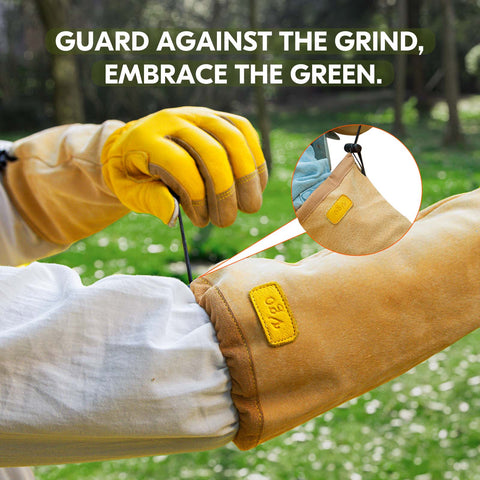 VGO 1 Pair Premium Cow Grain Leather Extra-long Cuff Thornproof, Anti-abrasion, Anti-Impact Gardening Gloves(CA9659-M/CA1013)