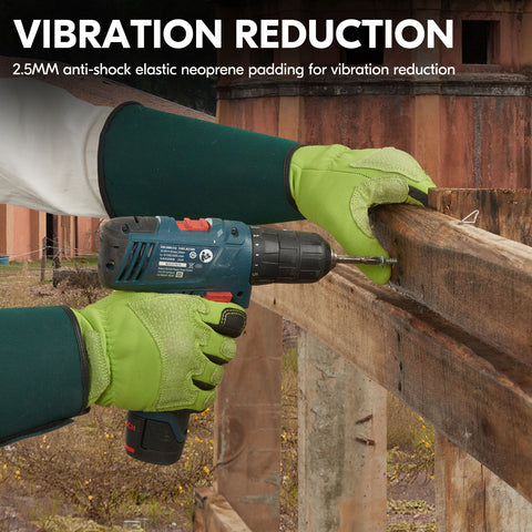 VGO 1 Pair Gardening Gloves Unses,Safety Work Gloves,Long Sleeves Gauntlet,Puncture-proof,Thorn Proof,Touchscreen(Green,SL7477/SL7496))
