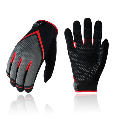 VGO 1 Pair Synthetic Leather Anti-Slip Light Duty Work Gloves, Velcro Closure ( Black, SL9720)
