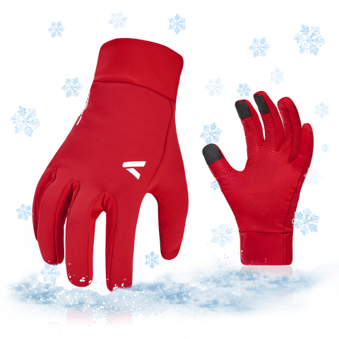 VGO 1Pair -5℃/23°F or Above Winter Outdoor Gloves for Junior, Hiking Gloves,Cycling Gloves,Moto Gloves,Hunting Gloves(Red/Gret,FT3114FL)