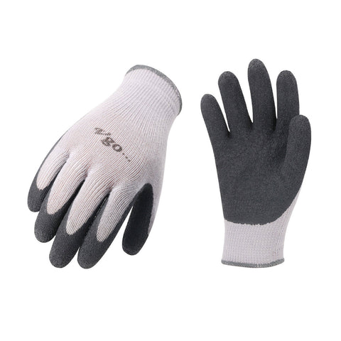 VGO 10 Pairs Latex Coating Gardening and Work Gloves(Black+Blue+Grey Coat,SK2102-B)