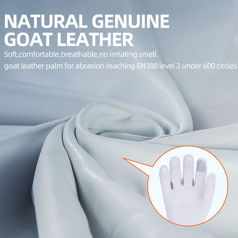 VGO 1 Pair Natural Genuine Goatskin Leather Gardening Gloves, Long Cuff Protection, High Dexterity Grip Gloves (White, GA9658)