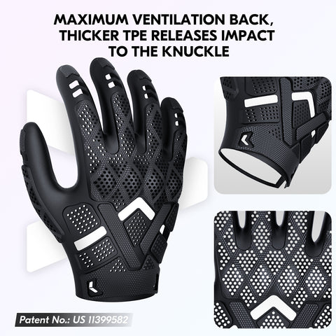 VGO NGG X1 1Pair Seamless Heavy Duty Mechanic Gloves, Knuckle Impacted Work Gloves(Black/Gray,TP1106)