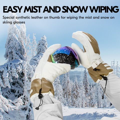 VGO 1 Pair -4℉ 3M G80 Lined Unisex Goatskin Waterproof Ski Gloves (Mens,SF-GA2446FW-M)
