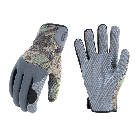 VGO General Utility Grip Gloves, Safety Work Gloves with Silicone Palm, Mechanics Gloves, Touchscreen, Machine Washable (Blue/Camo, SL7717)